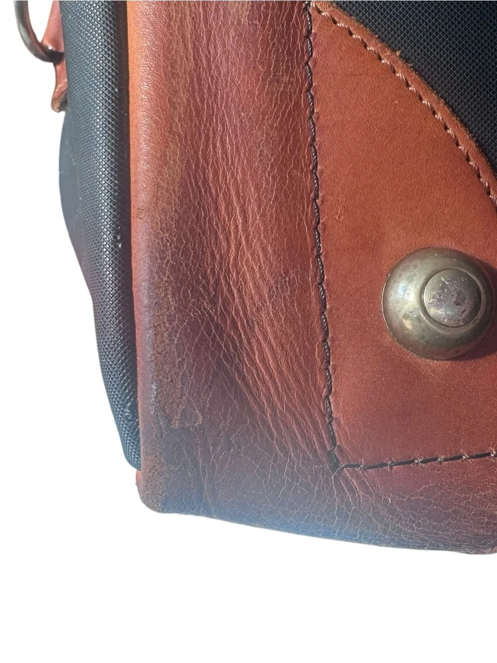 King Ranch Black Duffel Bag with Brown Leather Trim